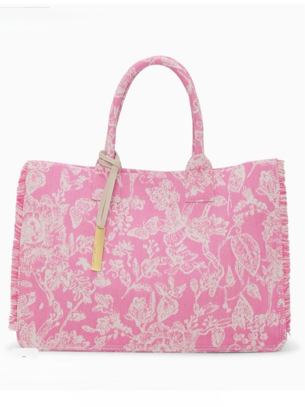 Vince Camuto Zhury Jacquard Tote Bag Pink and White